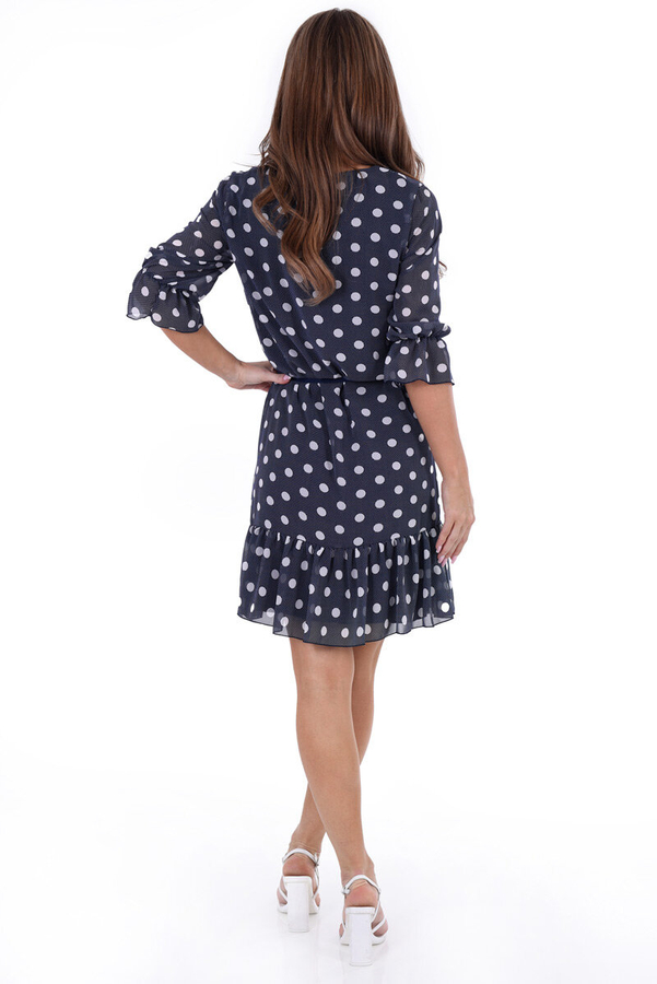 Sukienka FSU1048 GRANATOWY JASNY kółka kropki ekri