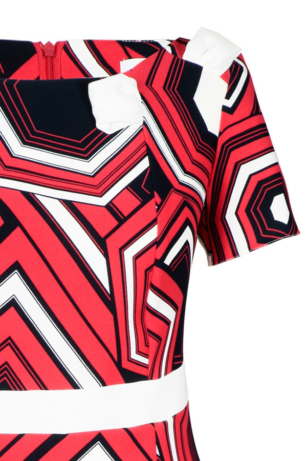 Sukienka FSU253 CZERWONY MOCNY  GRANATOWY