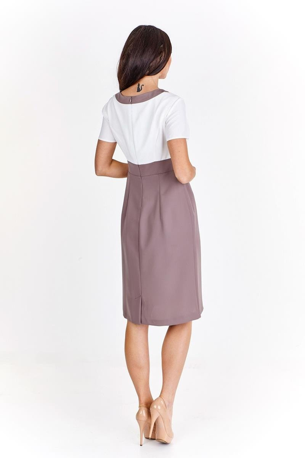 Sukienka FSU909 BEŻOWY CIEMNY + EKRI