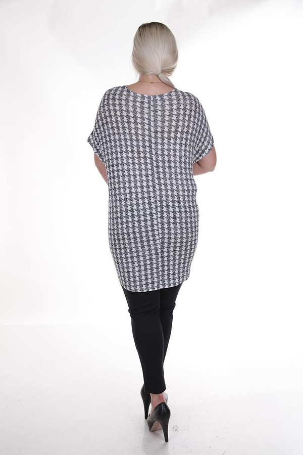 Tunika FTU870 CZARNY + BIAŁY  pepitka