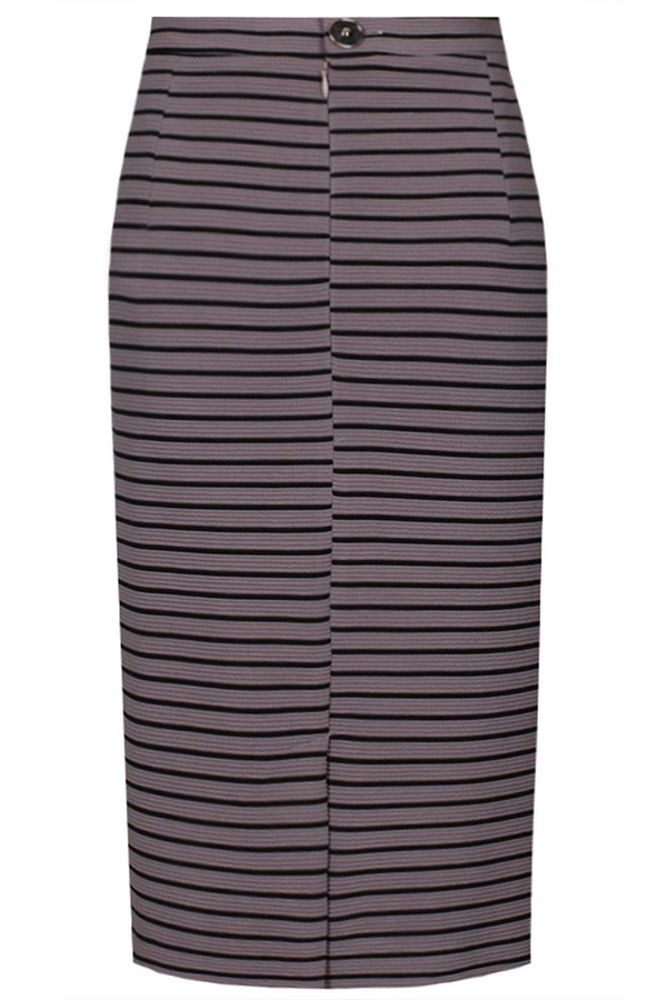 Spódnica FSP641 RÓŻOWY BRUDNY czarny prążek