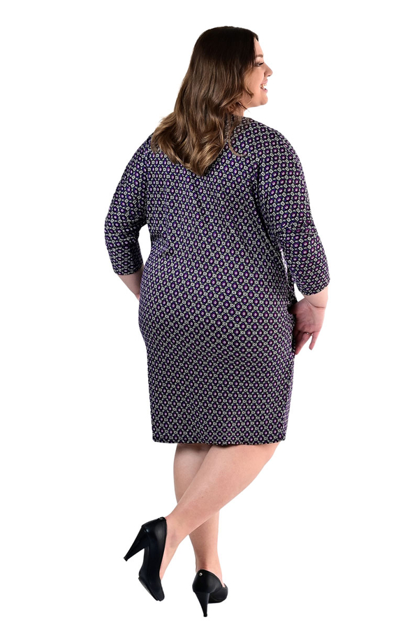 Sukienka FSU1062 CZARNY niebiesko amarantowe rozetki