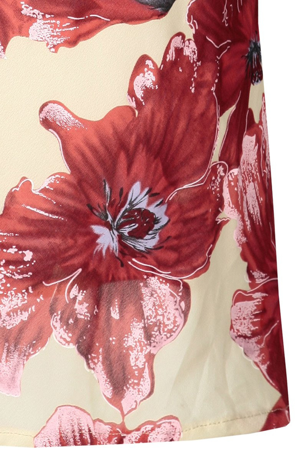 Spódnica FSP771 BEŻOWY + CZERWONY kwiaty