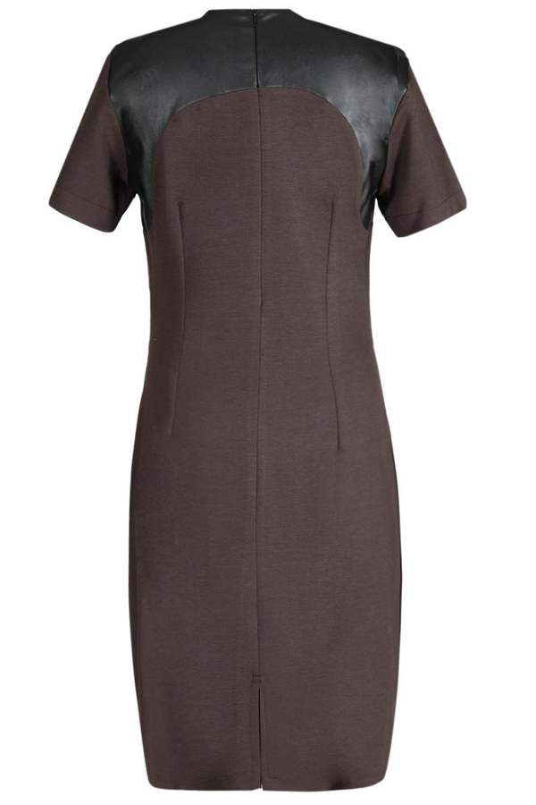 Sukienka FSU646  CZEKOLADOWY CIEMNY + CZARNY