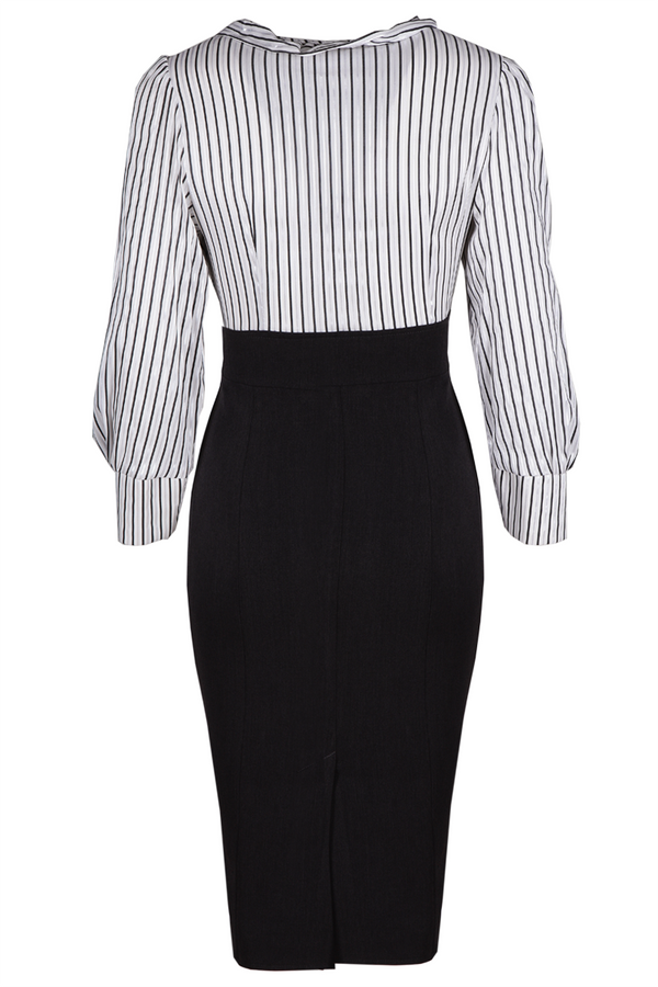 Sukienka FSU455 GRANATOWY BIAŁY