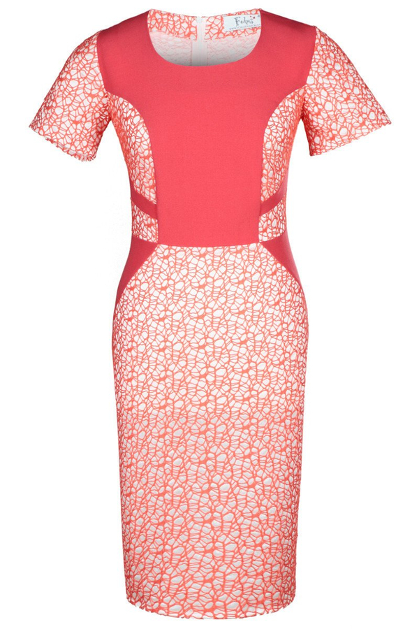 Sukienka FSU404 MALIINOWY EKRI