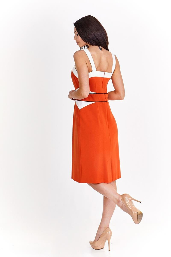 Sukienka FSU1009 POMARAŃCZOWY MOCNY EKRI