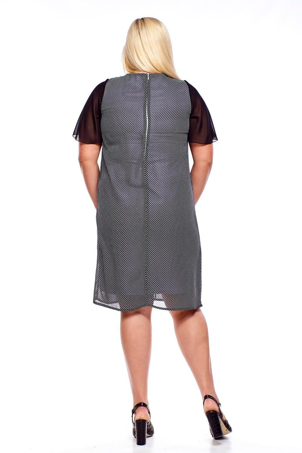 Sukienka FSU1002 SZARY BLADY + CZARNY małe kropki