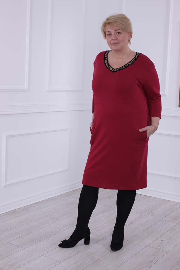 Sukienka FSU1041 BORDOWY + CZARNY