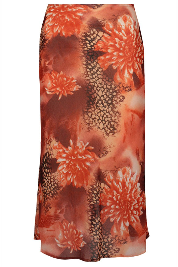 Spódnica FSP771 POMARAŃCZOWY MOCNY kwiaty