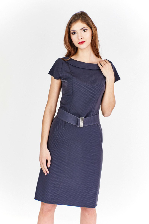 Sukienka FSU199 SZARY CIEMNY kropki