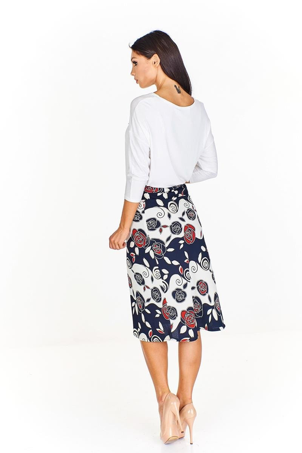 Spódnica FSP771 EKRI + GRANATOWY róże
