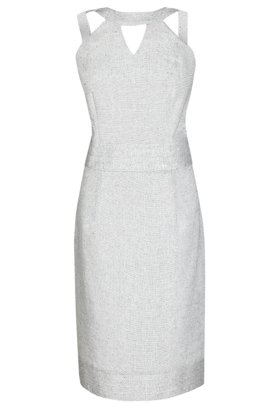 Sukienka FSU673 SZARY JASNY + SREBRNO-CZARNA NIĆ