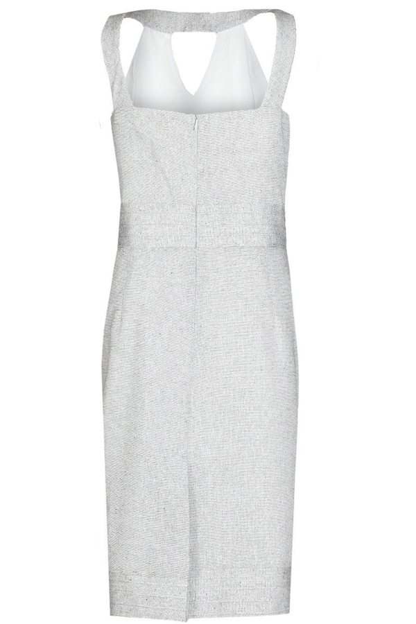 Sukienka FSU673 SZARY JASNY + SREBRNO-CZARNA NIĆ