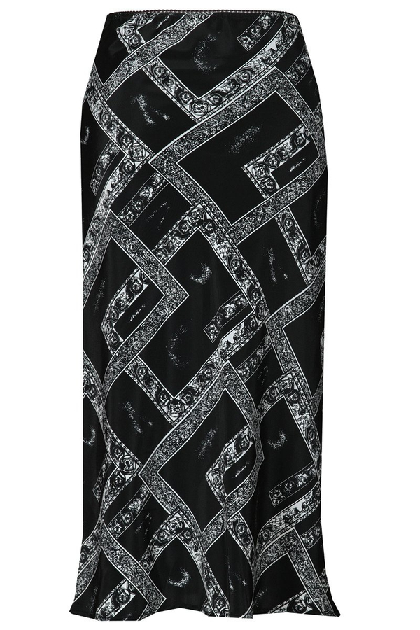 Spódnica FSP771 CZARNY + BIAŁY prostokąty