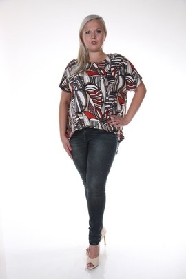 Tunika FTU870 CZARNY + CZERWONY wzór