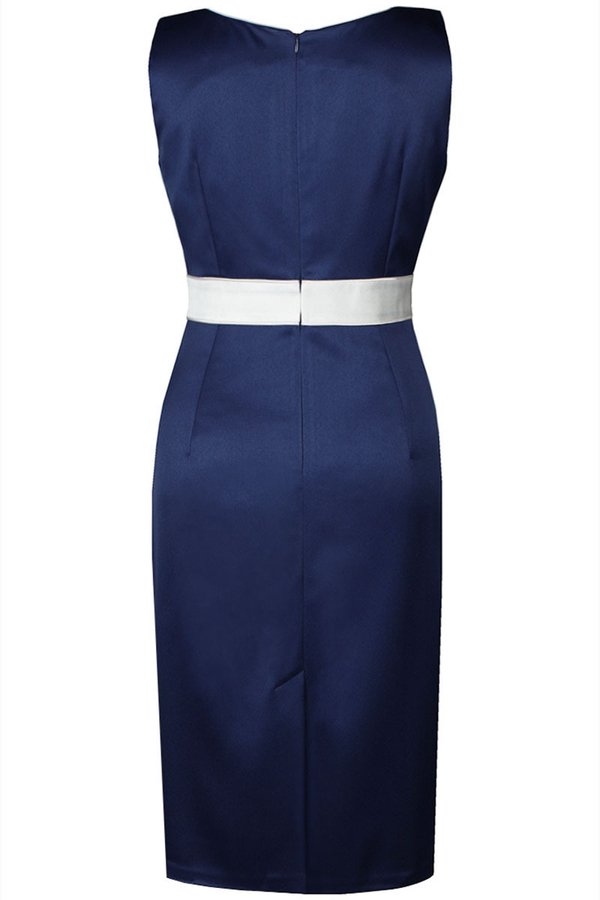 Sukienka FSU797 GRANATOWY + EKRI