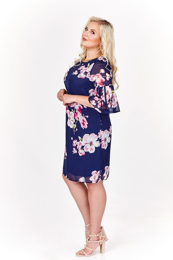 Sukienka FSU933 GRANATOWY + RÓŻOWY