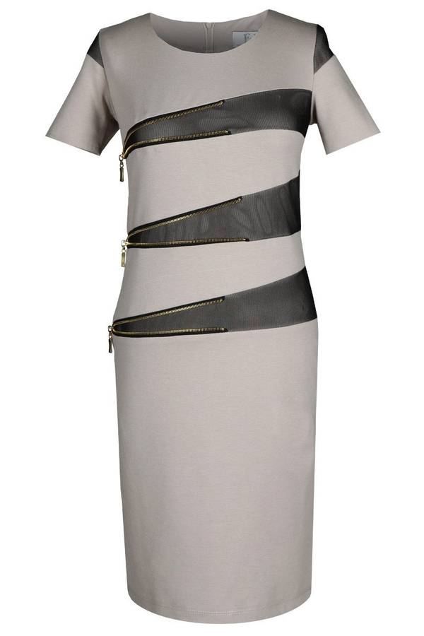 Sukienka FSU349 SZARO-BEŻOWY