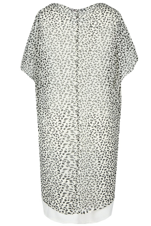 Sukienka FSU620  EKRI+CZARNY listki