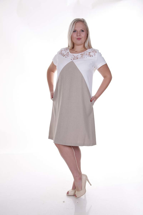 Sukienka FSU881  BEŻOWY + EKRI