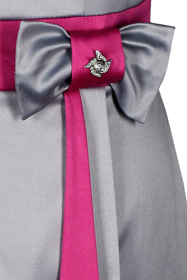 Sukienka FSU1112 SZARY JASNY+AMARANTOWY ŚREDNI