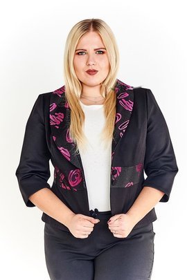 Żakiet FZA916  CZARNY + AMARANTOWY