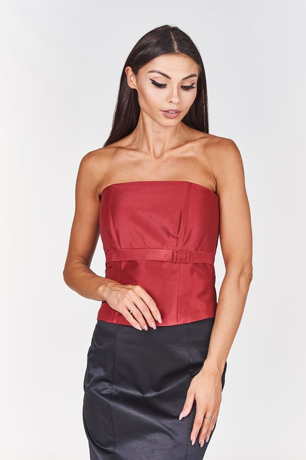 Gorset FGR082  RUBINOWY tafta