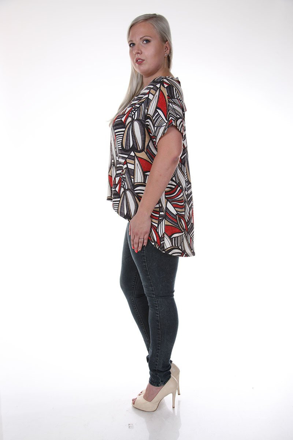 Tunika FTU870 CZARNY + CZERWONY wzór