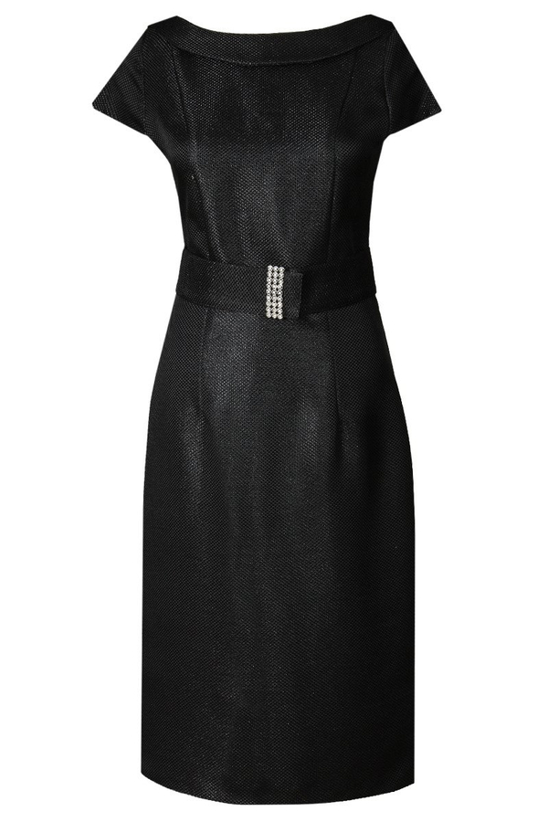 Sukienka FSU199 CZARNY + srebrna nić