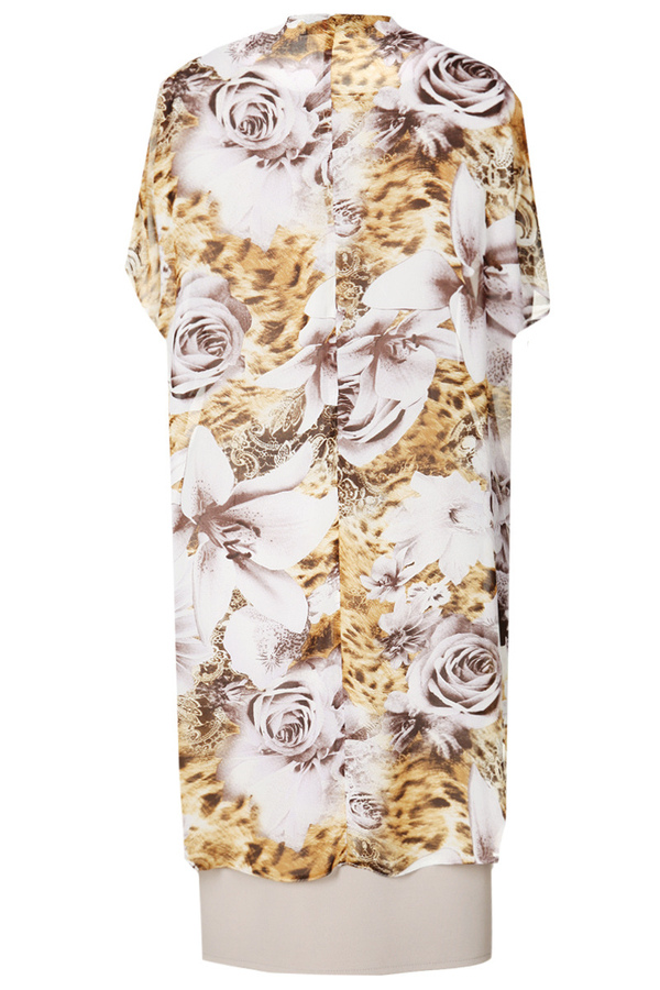 Sukienka FSU620 BEŻOWY + STARE ZŁOTO