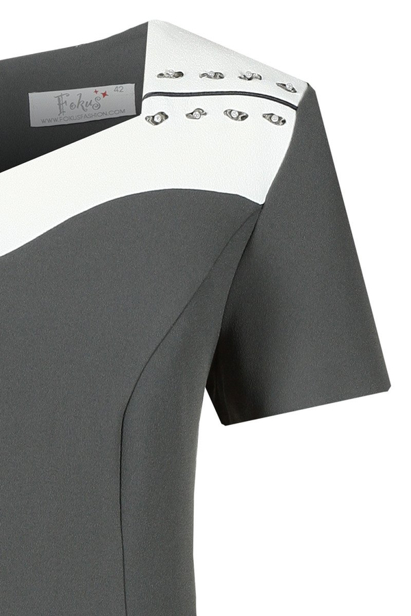 Sukienka FSU899 SZARY + EKRI