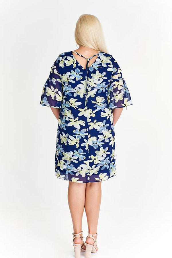 Sukienka FSU933 GRANATOWY + ŻÓŁTY