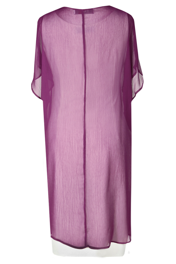 Sukienka FSU620  EKRI+PURPUROWY gładki