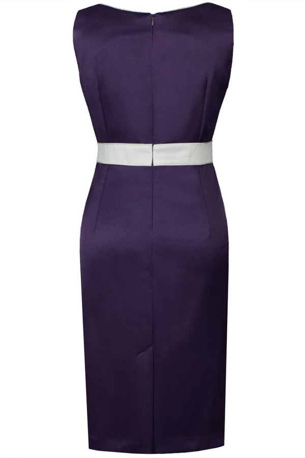 Sukienka FSU797 ŚLIWKOWY CIEMNY + EKRI