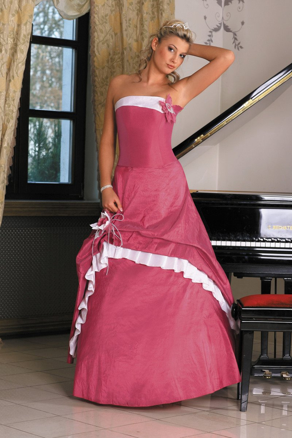 Sukienka FSU074 AMARANTOWY ŚREDNI  EKRI