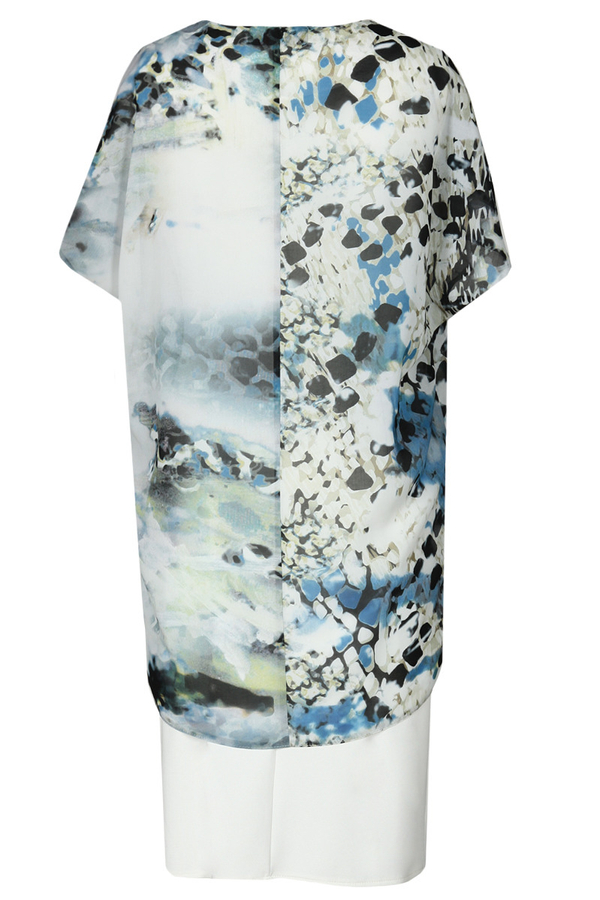 Sukienka FSU620  EKRI + TURKUSOWY ŚREDNI gładki