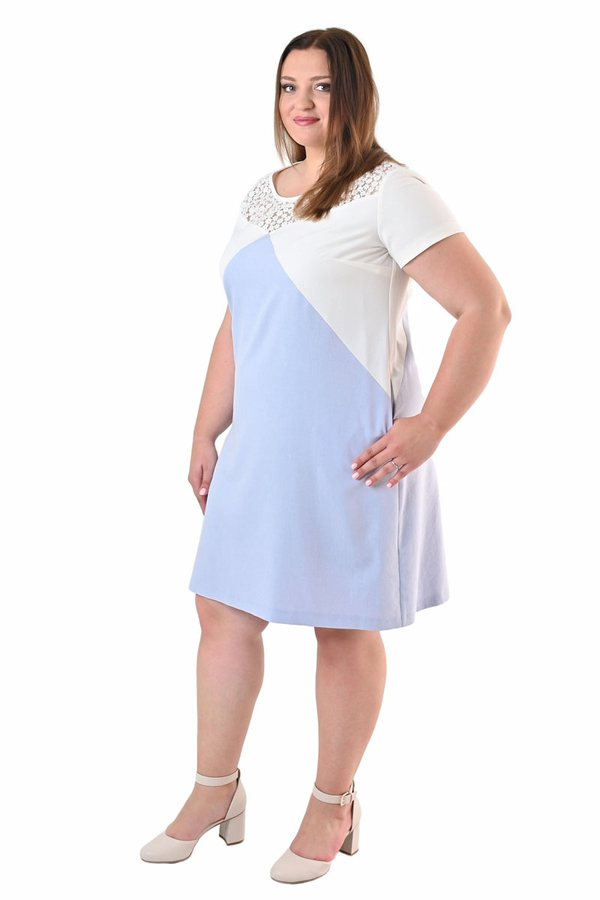 Sukienka FSU1051  SZARY JASNY + EKRI