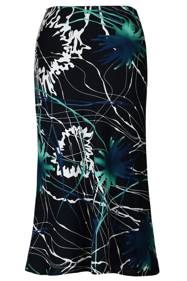 Spódnica FSP771 GRANATOWY + TURKUSOWY ŚREDNI wzór