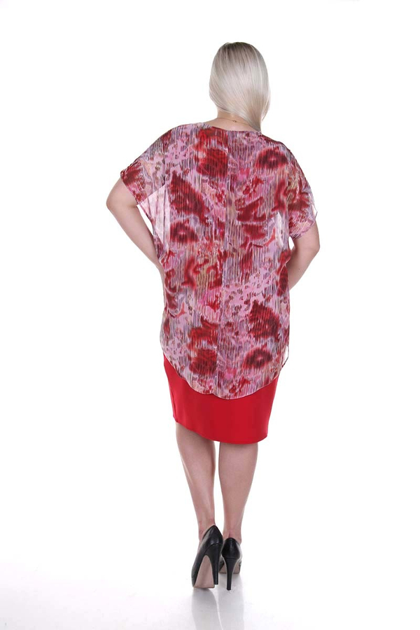 Sukienka FSU620  CZERWONY MOCNY + CZERWONY paski