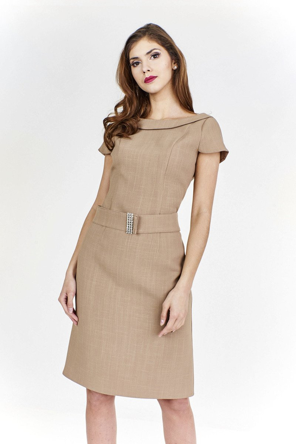 Sukienka FSU199 PIASKOWY CIEMNY