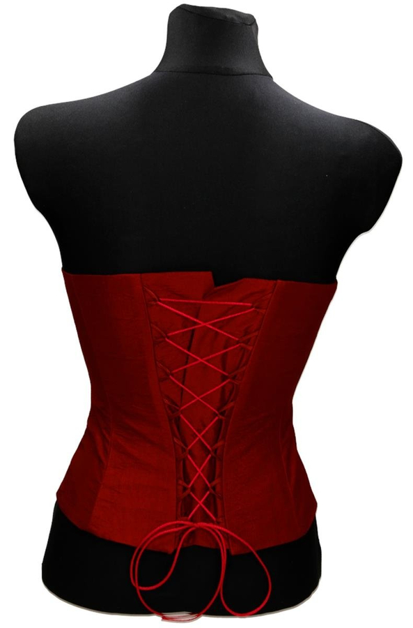 Gorset FGR042 CZERWONY CIEMNY tafta