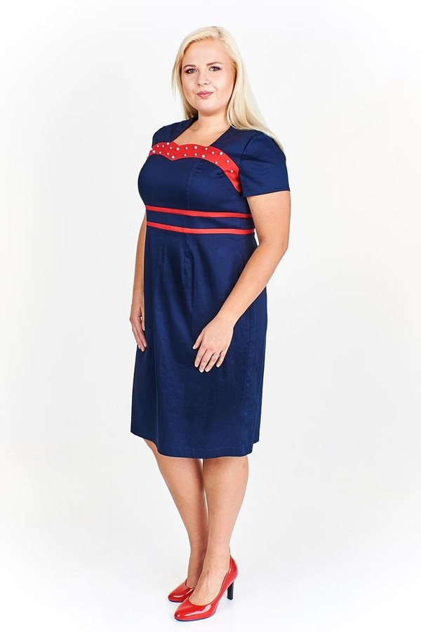 Sukienka FSU944 GRANATOWY + CZERWONY