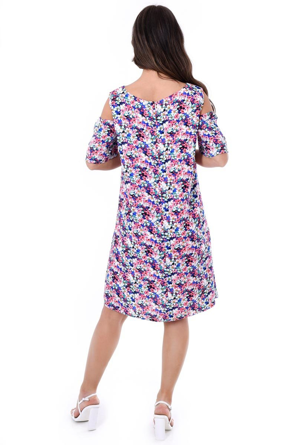 Sukienka FSU939 CHABROWY ekri różowe kwiatki