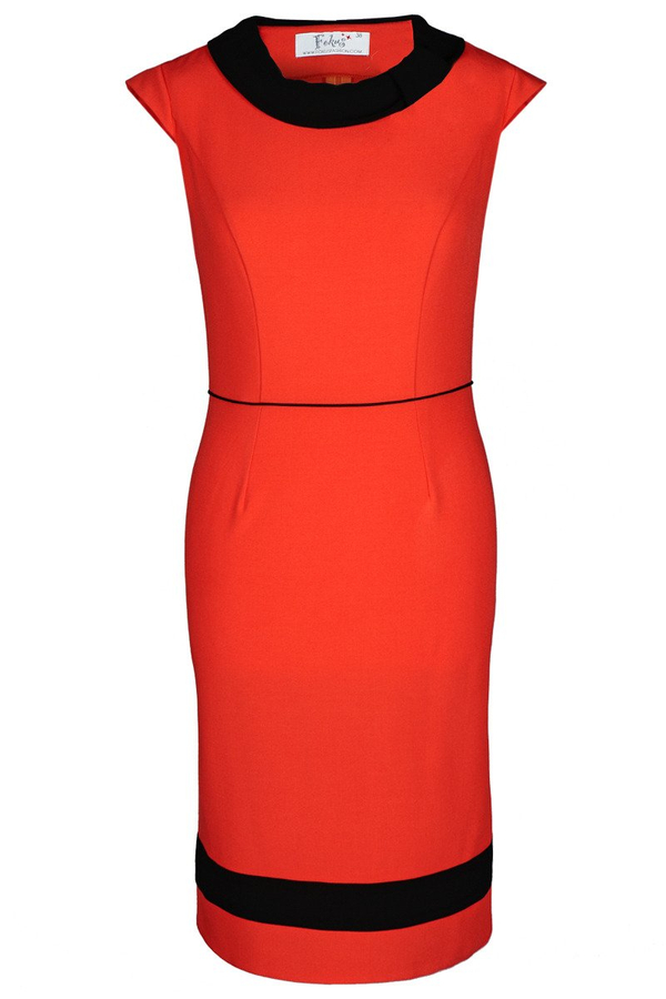 Sukienka FSU343 POMARAŃCZOWY MOCNY CZARNY
