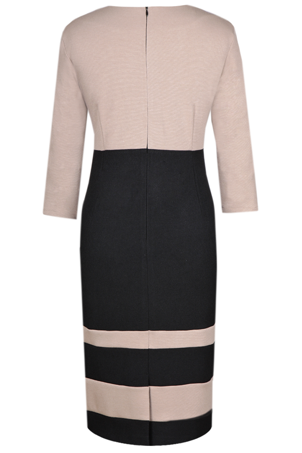 Sukienka FSU299 CZARNY BEŻOWY CIEMNY