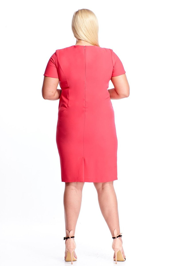 Sukienka FSU1011 MALINOWY+BEŻ CIEMNY