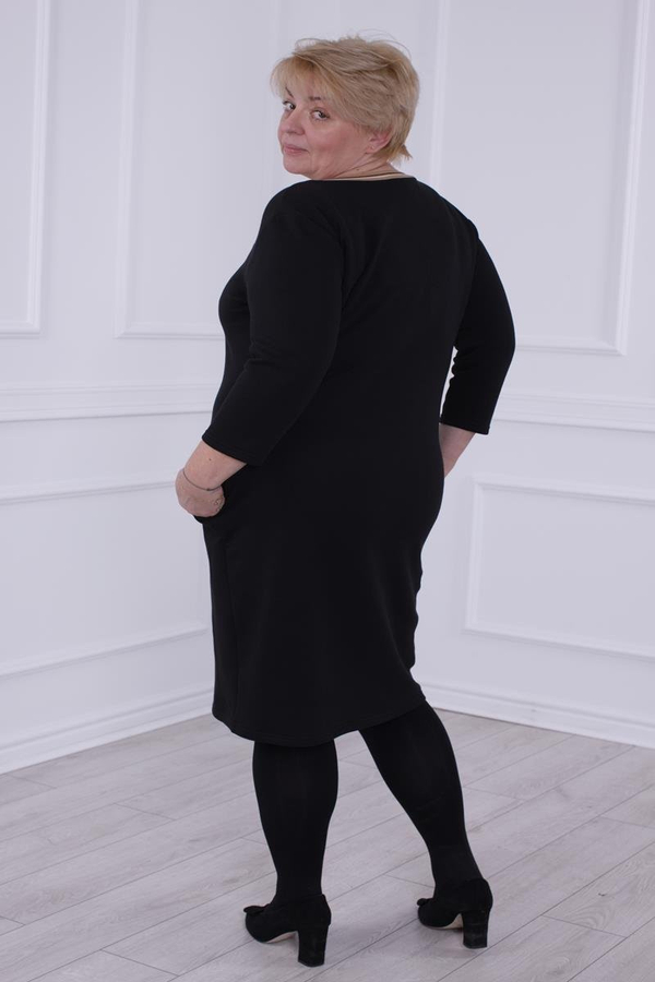 Sukienka FSU1041 CZARNY + BEŻOWY CIEMNY