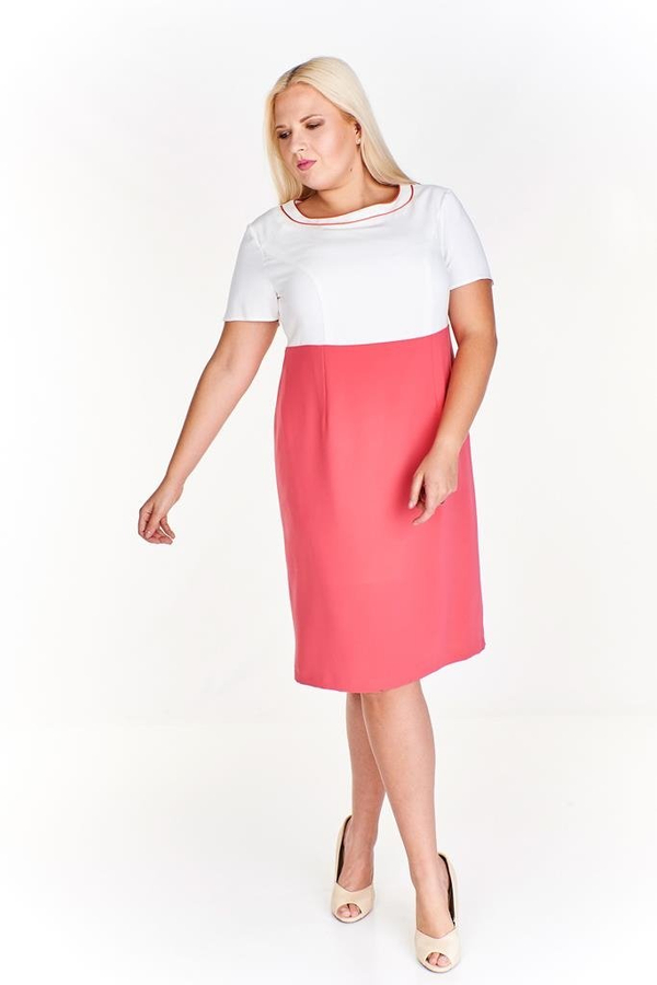 Sukienka FSU897 MALINOWY + EKRI