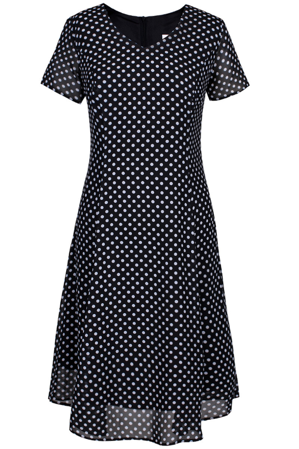 Sukienka FSU1047 CZARNY+BIAŁY kropki